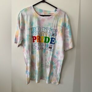 American Dream Pastel Tie-Dye Tee with Rainbow PRIDE Graphic